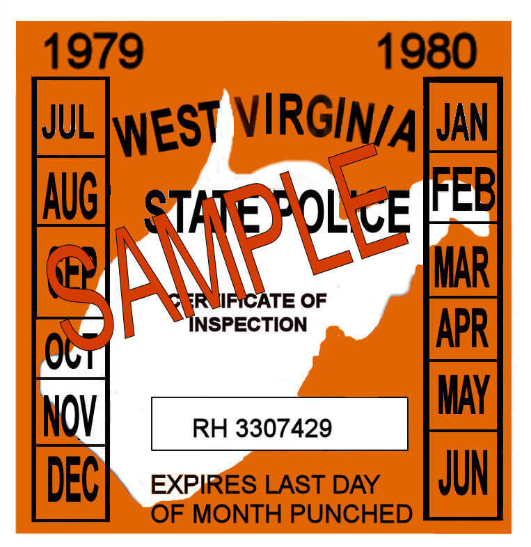 Modal Additional Images for 1979-80 West Virginia INSPECTION Sticker